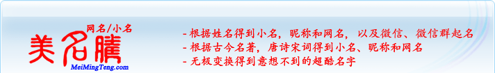 根據(jù)姓名得到小名，昵稱和網(wǎng)名；根據(jù)古今名著，唐詩宋詞得到小名，昵稱和網(wǎng)名；無極變換得到意想不到的超酷名字